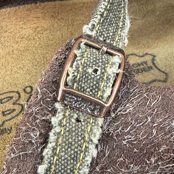 Birkenstock Birki’s Maria Women’s Sz 6/EU 37 Brown Olive Denim Slip On Mules - Picture 12 of 12